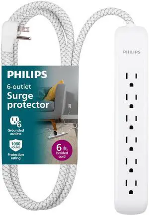 6 Outlet Power Strip Surge Protector, 6 Ft Power Cord, Designer 6 Outlet Power Strip Surge Protector, 6 Ft Power Cord, Designer