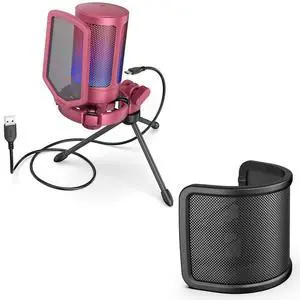 Gaming USB Microphone for Desktop Set, Mic Pop Screen with Metal Mesh for YouTube Videos Bundle, PC Streaming Condenser Mic for Podcast, Recording, PS4/PS5 (A6R+U1) Gaming USB Microphone for Desktop Set, Mic Pop Screen with Metal Mesh for YouTube Videos Bundle, PC Streaming Condenser Mic for Podcast, Recording, PS4/PS5 (A6R+U1)