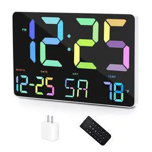 RGB Digital Alarm Clock with Snooze,Temperature,Auto Dimming,11.5" Large Display Calendar,Desk/Wall Clock for Bedroom,Living Room,Office,Home,Classroom,Kids,Elderly RGB Digital Alarm Clock with Snooze,Temperature,Auto Dimming,11.5" Large Display Calendar,Desk/Wall Clock for Bedroom,Living Room,Office,Home,Classroom,Kids,Elderly
