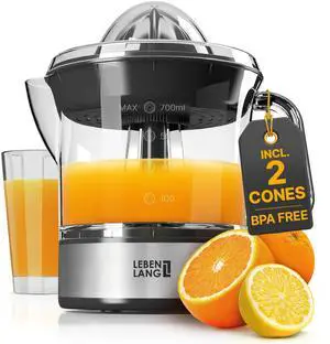 Orange Juicer Electric - 2 cones & BPA-free I High juice yield & Large Volume I 24oz Lemon Juicer Squeezer I Electric Citrus Juicer Orange Juice Press Juicers Exprimidor De Naranjas Limones Orange Juicer Electric - 2 cones & BPA-free I High juice yield & Large Volume I 24oz Lemon Juicer Squeezer I Electric Citrus Juicer Orange Juice Press Juicers Exprimidor De Naranjas Limones