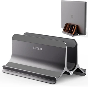 Vertical Laptop Stand for Desk, Aluminum Laptop Holder Compatible with MacBook Pro, MacBook Air Stand Up to 17 inch, Gravity Auto-Lock Cooling, 3in1 Space Saving Desk Organizer Accessories, Gray Vertical Laptop Stand for Desk, Aluminum Laptop Holder Compatible with MacBook Pro, MacBook Air Stand Up to 17 inch, Gravity Auto-Lock Cooling, 3in1 Space Saving Desk Organizer Accessories, Gray