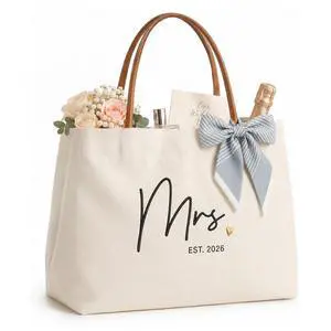 Bridal Shower Gifts for Bride, Mrs Tote Bag 2026, Canvas | Engagement Gift for Bride, Wifey, Bachelorette Party Favors, Honeymoon, Wedding Essentials Bag with Leather Handle & Pocket Bridal Shower Gifts for Bride, Mrs Tote Bag 2026, Canvas | Engagement Gift for Bride, Wifey, Bachelorette Party Favors, Honeymoon, Wedding Essentials Bag with Leather Handle & Pocket