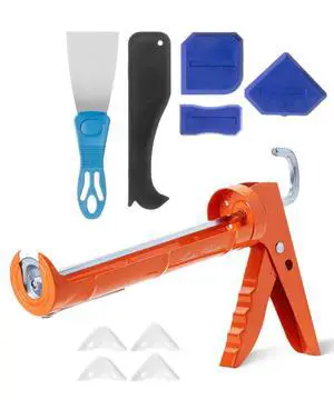 10:1 Thrust Ratio, Caulking Gun, Caulk Remover Tool, 2 Inch Stainless Steel Putty Knife Scraper, Finishing, Smoothing & Grout Removal Tool, Caulking Tool Kit 10:1 Thrust Ratio, Caulking Gun, Caulk Remover Tool, 2 Inch Stainless Steel Putty Knife Scraper, Finishing, Smoothing & Grout Removal Tool, Caulking Tool Kit