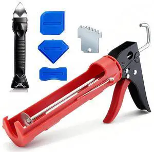 Caulk Gun Kit, Caulking Gun No Drip with 3 Silicone Caulking Tool and 3 in 1 Caulk Remover Tool, 15:1 Thrust Ratio, Professional Hand Caulking Gun Tool for the Seams of Bathroom and Kitchen Sinks Caulk Gun Kit, Caulking Gun No Drip with 3 Silicone Caulking Tool and 3 in 1 Caulk Remover Tool, 15:1 Thrust Ratio, Professional Hand Caulking Gun Tool for the Seams of Bathroom and Kitchen Sinks
