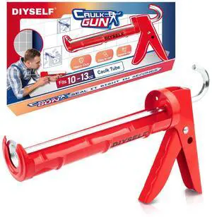 Caulk Gun, Heavy Duty Caulking Tool, 10:1 Thrust for 10 oz Tubes | Smooth Rod, Cartridge Gun for Silicone Sealant, Acrylic, Latex, Adhesive & Butyl; Bathroom, Kitchen & Windows, Red Caulk Gun, Heavy Duty Caulking Tool, 10:1 Thrust for 10 oz Tubes | Smooth Rod, Cartridge Gun for Silicone Sealant, Acrylic, Latex, Adhesive & Butyl; Bathroom, Kitchen & Windows, Red