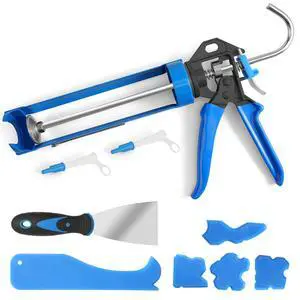 Professional Caulk Guns, Heavy Duty Caulking Gun,Thrust Ratio 14:1,No-drip Rotating Barrel,10OZ Silicone Sealant gun, Come with Putty Knife,Caulk Finishing,Smoothing&Grout Removal Tool Kit Professional Caulk Guns, Heavy Duty Caulking Gun,Thrust Ratio 14:1,No-drip Rotating Barrel,10OZ Silicone Sealant gun, Come with Putty Knife,Caulk Finishing,Smoothing&Grout Removal Tool Kit