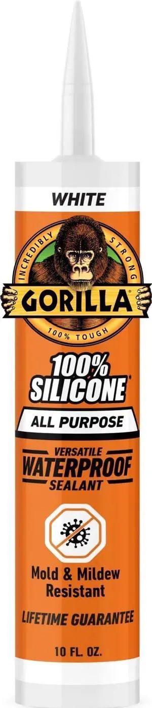 100% Silicone Waterproof Caulk, All-Purpose, White, 10 oz Cartridge | 30-Minute Water-Ready Cure, Mold and Mildew Resistant, Highly Flexible Sealant 100% Silicone Waterproof Caulk, All-Purpose, White, 10 oz Cartridge | 30-Minute Water-Ready Cure, Mold and Mildew Resistant, Highly Flexible Sealant
