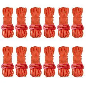 Reflective Tent Guide Rope Lightweight Guy Line Cord with Aluminum Adjuster Tensioner for Camping Hiking Backpacking - Essential Survival Gear 13 ft per piece (Orange - 4mm - 12 Pack) Reflective Tent Guide Rope Lightweight Guy Line Cord with Aluminum Adjuster Tensioner for Camping Hiking Backpacking - Essential Survival Gear 13 ft per piece (Orange - 4mm - 12 Pack)