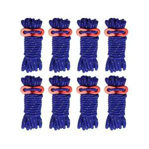 8 Pack 4mm Guy Lines Ultralight Tent Cords with Aluminum Adjuster Tensioner Outdoor Camping Guylines Ropes for Tent Tarp,Camping,Hiking Backpacking (Blue) 8 Pack 4mm Guy Lines Ultralight Tent Cords with Aluminum Adjuster Tensioner Outdoor Camping Guylines Ropes for Tent Tarp,Camping,Hiking Backpacking (Blue)