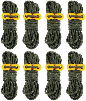 8 Pack 4mm Guy Lines Ultralight Tent Cords with Aluminum Adjuster Tensioner Outdoor Camping Guylines Ropes for Tent Tarp,Hiking Backpacking (Army-Green) 8 Pack 4mm Guy Lines Ultralight Tent Cords with Aluminum Adjuster Tensioner Outdoor Camping Guylines Ropes for Tent Tarp,Hiking Backpacking (Army-Green)