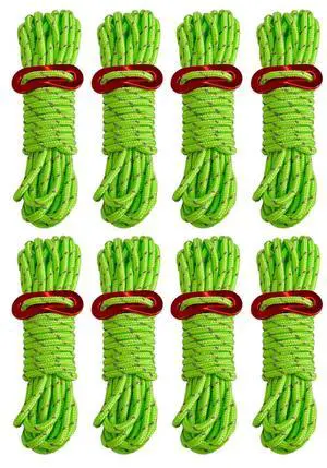 4mm Guy Lines Ultralight Tent Cords Reflective Nylon Paracord Camping Guylines Ropes with Aluminum Adjuster Tensioner for Tent Tarp Camping Hiking Outdoor Activity, 8Pack (Green) 4mm Guy Lines Ultralight Tent Cords Reflective Nylon Paracord Camping Guylines Ropes with Aluminum Adjuster Tensioner for Tent Tarp Camping Hiking Outdoor Activity, 8Pack (Green)