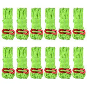 Reflective Tent Guide Rope Lightweight Guy Line Cord with Aluminum Adjuster Tensioner for Camping Hiking Backpacking Essential Survival Gear 13 ft per piece (Fluorescent Green - 4mm - 12 Pack) Reflective Tent Guide Rope Lightweight Guy Line Cord with Aluminum Adjuster Tensioner for Camping Hiking Backpacking Essential Survival Gear 13 ft per piece (Fluorescent Green - 4mm - 12 Pack)