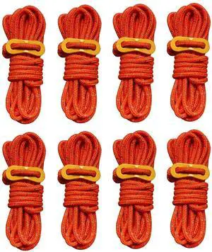 8 Pack High-Reflective Guy Lines 4mm Tent Cords High-Strength Lightweight Camp Ropes with Aluminum Adjuster Tensioner for Tent, Tying Down Tarps, Camping, Outdoor Packaging (Orange) 8 Pack High-Reflective Guy Lines 4mm Tent Cords High-Strength Lightweight Camp Ropes with Aluminum Adjuster Tensioner for Tent, Tying Down Tarps, Camping, Outdoor Packaging (Orange)