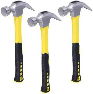 3 Pack 16 oz Claw Hammer, Fiber Glass Claw Hammer, One-piece Forged Steel Head & Non-Slip Handle for Household Automotive Professional Work 3 Pack 16 oz Claw Hammer, Fiber Glass Claw Hammer, One-piece Forged Steel Head & Non-Slip Handle for Household Automotive Professional Work