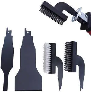 4pcs Reciprocating Saw Spatula Brush Set, Multifunctional Rust Removing Brush Shovel Set Nylon Wire Alloy Steel Abrasive Brushes Reciprocating Blade Saw Cleaning Tool(Color:Black) 4pcs Reciprocating Saw Spatula Brush Set, Multifunctional Rust Removing Brush Shovel Set Nylon Wire Alloy Steel Abrasive Brushes Reciprocating Blade Saw Cleaning Tool(Color:Black)