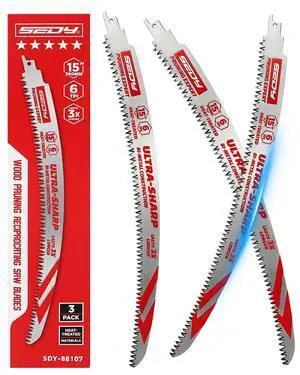 15 Inch Japanese Teeth Reciprocating Saw Blades, Arc Edge Pruning Blades, 6TPI for Tree Trimming, Wood Cutting, Green Wood, Wet Wood and Branch Cutting, 3 Pack 15 Inch Japanese Teeth Reciprocating Saw Blades, Arc Edge Pruning Blades, 6TPI for Tree Trimming, Wood Cutting, Green Wood, Wet Wood and Branch Cutting, 3 Pack