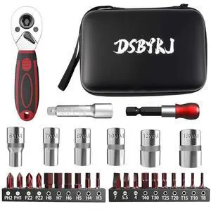 29-Piece 1/4-Inch Drive Socket Ratchet Wrench Set with Drill Bit Socket Set, Metric and Extension Bar, for Car Repair and Home Use, with Storage Bag for Easy Carrying Cr-V 29-Piece 1/4-Inch Drive Socket Ratchet Wrench Set with Drill Bit Socket Set, Metric and Extension Bar, for Car Repair and Home Use, with Storage Bag for Easy Carrying Cr-V