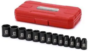 13 Pieces 3/8-Inch Drive Shallow Impact Socket Set, 7mm to 19mm, CR-V, Metric, 6 Point, Shallow, 13 Pieces 3/8" Dr. Socket 13 Pieces 3/8-Inch Drive Shallow Impact Socket Set, 7mm to 19mm, CR-V, Metric, 6 Point, Shallow, 13 Pieces 3/8" Dr. Socket