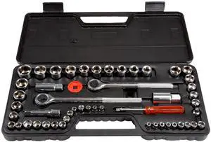 Drive Socket Set Tool Kit with 1/4, 3/8 and 1/2 Sockets, 52-Piece | SAE and Metric Tools for Mechanics, Craftsmen, and Homeowners Home Improvement or Repairs Drive Socket Set Tool Kit with 1/4, 3/8 and 1/2 Sockets, 52-Piece | SAE and Metric Tools for Mechanics, Craftsmen, and Homeowners Home Improvement or Repairs
