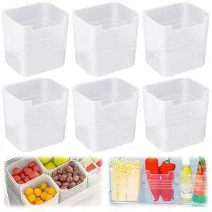 6 PCS Fridge Organizer Bins, Refrigerator Side Door Storage Box, Plastic Clear Storage Container for Fridge Cupboard Pantry Snacks Tins Kitchen 6 PCS Fridge Organizer Bins, Refrigerator Side Door Storage Box, Plastic Clear Storage Container for Fridge Cupboard Pantry Snacks Tins Kitchen