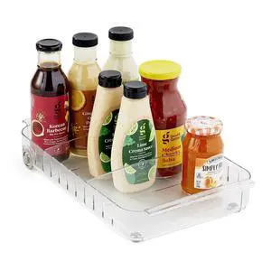 RollOut Fridge Caddy BPA-Free Clear Rolling Refrigerator Organizer Bin with Adjustable Dividers and Handles, 9" Wide RollOut Fridge Caddy BPA-Free Clear Rolling Refrigerator Organizer Bin with Adjustable Dividers and Handles, 9" Wide