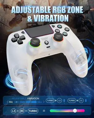 GUOC LED Wireless Controller with Hall Effect Joystick and Trigger,4 Macron Boutton Extended Grip Controller Dual Vibration, Remap/Turbo Function GUOC LED Wireless Controller with Hall Effect Joystick and Trigger,4 Macron Boutton Extended Grip Controller Dual Vibration, Remap/Turbo Function