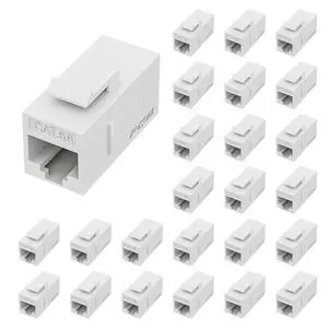 FGB 10 Gbps CAT6A RJ45 Keystone Coupler 25-Pack, Ethernet Keystone Jack, Ethernet Coupler Female to Female UTP for Cat6a/Cat6/Cat5e/Cat5, White FGB 10 Gbps CAT6A RJ45 Keystone Coupler 25-Pack, Ethernet Keystone Jack, Ethernet Coupler Female to Female UTP for Cat6a/Cat6/Cat5e/Cat5, White