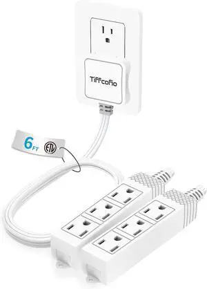 3 Prong Flat Plug Outlet Strip, 12 Feet Extension Cord, 6 FT on Each Side, 3 Grounded Outlets with Mounting Holes, 13A/1625W, 16 AWG (Twin Outlets, 6FT) 3 Prong Flat Plug Outlet Strip, 12 Feet Extension Cord, 6 FT on Each Side, 3 Grounded Outlets with Mounting Holes, 13A/1625W, 16 AWG (Twin Outlets, 6FT)