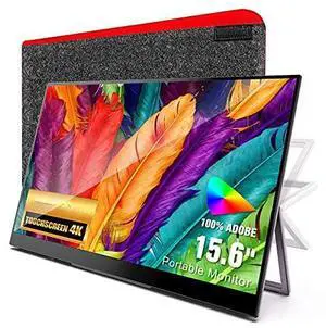Portable Monitor 4K Touchscreen, 15.6 Inch Adobe 100% RGB Ultra HD 3840x2160 USB C HDMI External Second Monitor for Laptop, MacBook, PS5, PS4, Xbox, Built-in Speaker with Kickstand Portable Monitor 4K Touchscreen, 15.6 Inch Adobe 100% RGB Ultra HD 3840x2160 USB C HDMI External Second Monitor for Laptop, MacBook, PS5, PS4, Xbox, Built-in Speaker with Kickstand