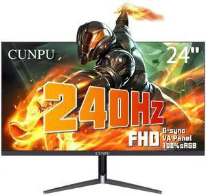 CUNPU 24 Inch 240Hz Gaming Monitor, 1080p FHD, Fast VA Panel, 1ms Adaptive Sync, Ultra Slim Frame, 16.7M Colors, sRGB 100%, HDMI 2.1 & DP 1.4, VESA, Eye Care, for PS5, Xbox, Gaming Computer Monitor CUNPU 24 Inch 240Hz Gaming Monitor, 1080p FHD, Fast VA Panel, 1ms Adaptive Sync, Ultra Slim Frame, 16.7M Colors, sRGB 100%, HDMI 2.1 & DP 1.4, VESA, Eye Care, for PS5, Xbox, Gaming Computer Monitor