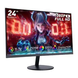 24" IPS FHD 100Hz Gaming Monitor, 1ms FreeSync & G-Sync, HDMI 2.0/DP 1.2, VESA 75x75, Low-Blue Light 24" IPS FHD 100Hz Gaming Monitor, 1ms FreeSync & G-Sync, HDMI 2.0/DP 1.2, VESA 75x75, Low-Blue Light