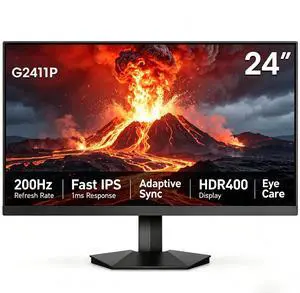 24" FHD 200Hz Gaming Monitor, 1920x1080 Fast IPS, 1ms GTG, HDR400, 90% DCI-P3 & 99% sRGB, Adaptive Sync, HDMI/DP, Compatible with 200Hz/165Hz/144Hz/120Hz/100Hz, Frameless, G2411P 24" FHD 200Hz Gaming Monitor, 1920x1080 Fast IPS, 1ms GTG, HDR400, 90% DCI-P3 & 99% sRGB, Adaptive Sync, HDMI/DP, Compatible with 200Hz/165Hz/144Hz/120Hz/100Hz, Frameless, G2411P