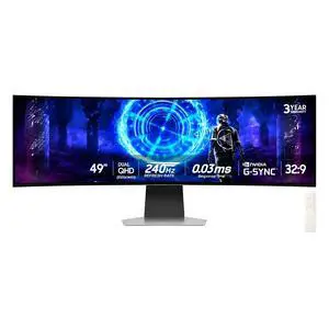 49-inch QD-OLED Curved Gaming Monitor, 240Hz 0.03ms, Dual QHD (5120x1440) 32:9, G-Sync Compatible & FreeSync Premium Pro, Glare Free, Ergonomic Stand, 3 Yr WarrantyLS49DG956SNXGO (2024) 49-inch QD-OLED Curved Gaming Monitor, 240Hz 0.03ms, Dual QHD (5120x1440) 32:9, G-Sync Compatible & FreeSync Premium Pro, Glare Free, Ergonomic Stand, 3 Yr WarrantyLS49DG956SNXGO (2024)