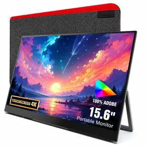 15.6" 4K Touchscreen Portable Monitor, 3840x2160 UHD with 100% Adobe RGB, USB-C & HDMI External Display for Laptop MacBook PS5 PS4 Xbox, Built-in Speakers with Kickstand 15.6" 4K Touchscreen Portable Monitor, 3840x2160 UHD with 100% Adobe RGB, USB-C & HDMI External Display for Laptop MacBook PS5 PS4 Xbox, Built-in Speakers with Kickstand