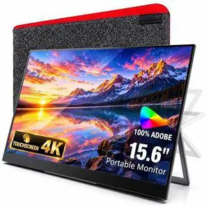 15.6" 4K Touchscreen Portable Monitor, 3840x2160 UHD 100% Adobe RGB, USB-C/HDMI External Display for Laptop MacBook PS5 Xbox, Built-in Speakers & Kickstand 15.6" 4K Touchscreen Portable Monitor, 3840x2160 UHD 100% Adobe RGB, USB-C/HDMI External Display for Laptop MacBook PS5 Xbox, Built-in Speakers & Kickstand