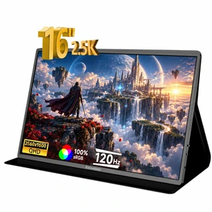 16" Portable Monitor, 2.5K QHD 2560x1600 120Hz IPS 16:10, 1ms 100% sRGB, USB-C & Mini HDMI, Dual Speakers, Smart Cover & VESA 75x75mm 16" Portable Monitor, 2.5K QHD 2560x1600 120Hz IPS 16:10, 1ms 100% sRGB, USB-C & Mini HDMI, Dual Speakers, Smart Cover & VESA 75x75mm