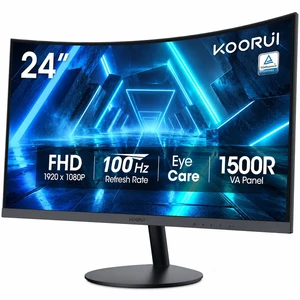 24" Curved Computer Monitor FHD 100Hz VA 1500R, 1920x1080 99% sRGB, Adaptive Sync, Compatible with 75Hz/60Hz, HDMI & VGA, TÜV Eye Care, Tilt Adjustable 24" Curved Computer Monitor FHD 100Hz VA 1500R, 1920x1080 99% sRGB, Adaptive Sync, Compatible with 75Hz/60Hz, HDMI & VGA, TÜV Eye Care, Tilt Adjustable