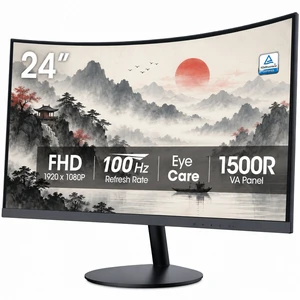 LiteVis 24 Inch 1500R Curved Monitor FHD 1080P VA Panel 100Hz HDMI & VGA Gaming Display with Adaptive Sync, 99% sRGB, TÜV Eye Care, Tilt Adjustable, Backward Compatible LiteVis 24 Inch 1500R Curved Monitor FHD 1080P VA Panel 100Hz HDMI & VGA Gaming Display with Adaptive Sync, 99% sRGB, TÜV Eye Care, Tilt Adjustable, Backward Compatible