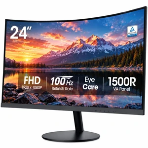 LiteVis 24 Inch Curved Gaming Monitor FHD 1080P VA Panel, 100Hz Refresh Rate, Adaptive Sync, TÜV Eye Care, HDMI VGA Ports, Tilt Adjustable Computer Monitor, Single Pack LiteVis 24 Inch Curved Gaming Monitor FHD 1080P VA Panel, 100Hz Refresh Rate, Adaptive Sync, TÜV Eye Care, HDMI VGA Ports, Tilt Adjustable Computer Monitor, Single Pack