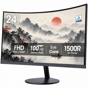 LiteVis 24 Inch 1500R Curved Monitor FHD 1080P VA Panel 100Hz HDMI & VGA Gaming Display with Adaptive Sync, 99% sRGB, TÜV Eye Care, Tilt Adjustable, Backward Compatible LiteVis 24 Inch 1500R Curved Monitor FHD 1080P VA Panel 100Hz HDMI & VGA Gaming Display with Adaptive Sync, 99% sRGB, TÜV Eye Care, Tilt Adjustable, Backward Compatible