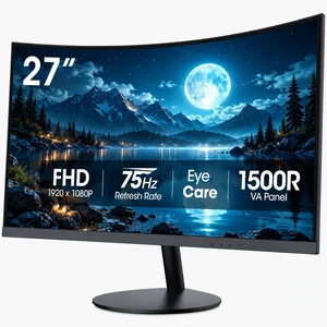 LiteVis 27 Inch Curved Monitor FHD 1080p VA 75Hz, 1500R, 99% sRGB, TÜV Eye Care, HDMI & VGA, Tilt Adjustable, Flicker-Free Gaming Monitor, Single Pack LiteVis 27 Inch Curved Monitor FHD 1080p VA 75Hz, 1500R, 99% sRGB, TÜV Eye Care, HDMI & VGA, Tilt Adjustable, Flicker-Free Gaming Monitor, Single Pack