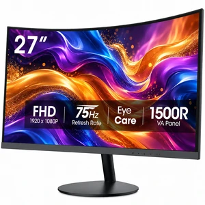 LiteVis 27" Curved Gaming Monitor FHD 1080P VA Panel 75Hz 1500R TÜV Eye Care 99% sRGB HDMI VGA Tilt Adjustable for Computer Monitor Setup LiteVis 27" Curved Gaming Monitor FHD 1080P VA Panel 75Hz 1500R TÜV Eye Care 99% sRGB HDMI VGA Tilt Adjustable for Computer Monitor Setup