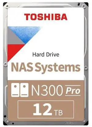 RefurbishedToshiba N300 Pro 12TB NAS 3.5-Inch Internal Hard Drive - CMR SATA 6 Gb/s 7200 RPM 512 MB Cache - HDWG51CUZSVB