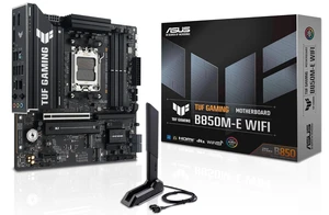 ASUS TUF GAMING B850M-E WIFI AMD B850 mATX motherboard, 8+2+1 80A DrMOS power stages, DDR5, PCIe 5.0, 3 M.2 slots, WiFi 6E, 2.5Gb Ethernet, DisplayPort, HDMI, rear USB-C 10Gbps and front USB-C 5Gbps ASUS TUF GAMING B850M-E WIFI AMD B850 mATX motherboard, 8+2+1 80A DrMOS power stages, DDR5, PCIe 5.0, 3 M.2 slots, WiFi 6E, 2.5Gb Ethernet, DisplayPort, HDMI, rear USB-C 10Gbps and front USB-C 5Gbps