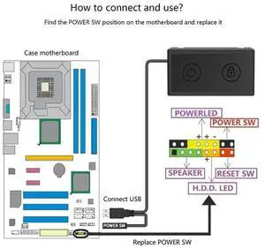 Power Button Desktop Power Button External Lock Screen Switches Power Supply Button Extension for Computer Power Button Desktop Power Button External Lock Screen Switches Power Supply Button Extension for Computer