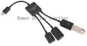 Male to Female Double USB 2.0 Host OTG Adapter Cable For Mouse Keyboards Tablet Male to Female Double USB 2.0 Host OTG Adapter Cable For Mouse Keyboards Tablet