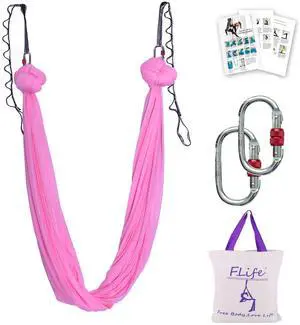 Aerial Yoga Hammock 5.6 Yards Premium Silk Fabric Swing for Antigravity Inversion Include Daisy Chain,Carabiner and Pose Guide (Cherry Pink) Aerial Yoga Hammock 5.6 Yards Premium Silk Fabric Swing for Antigravity Inversion Include Daisy Chain,Carabiner and Pose Guide (Cherry Pink)