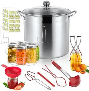 BriSunshine 21.5 QT Stainless Steel Canning Pot with Lid, Rack & Canning Tools Set, Canning Supplies Kit Water Bath Canner for Beginner BriSunshine 21.5 QT Stainless Steel Canning Pot with Lid, Rack & Canning Tools Set, Canning Supplies Kit Water Bath Canner for Beginner