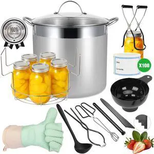 HOMKULA Stainless Steel Canning Pot with Rack and Lid, Large Water Bath Canner, Full Home Canning Supplies Starter Kit (20.5 Quarts, Black) HOMKULA Stainless Steel Canning Pot with Rack and Lid, Large Water Bath Canner, Full Home Canning Supplies Starter Kit (20.5 Quarts, Black)