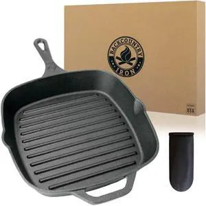 Backcountry Iron 12 Inch Square Grill Pan Large Pre-Seasoned Cast Iron Backcountry Iron 12 Inch Square Grill Pan Large Pre-Seasoned Cast Iron